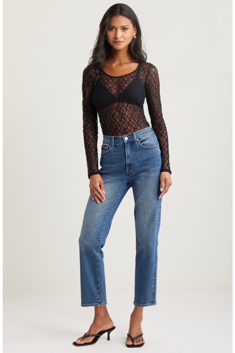 Sheer Lace Top, Alternate, color, BLACK