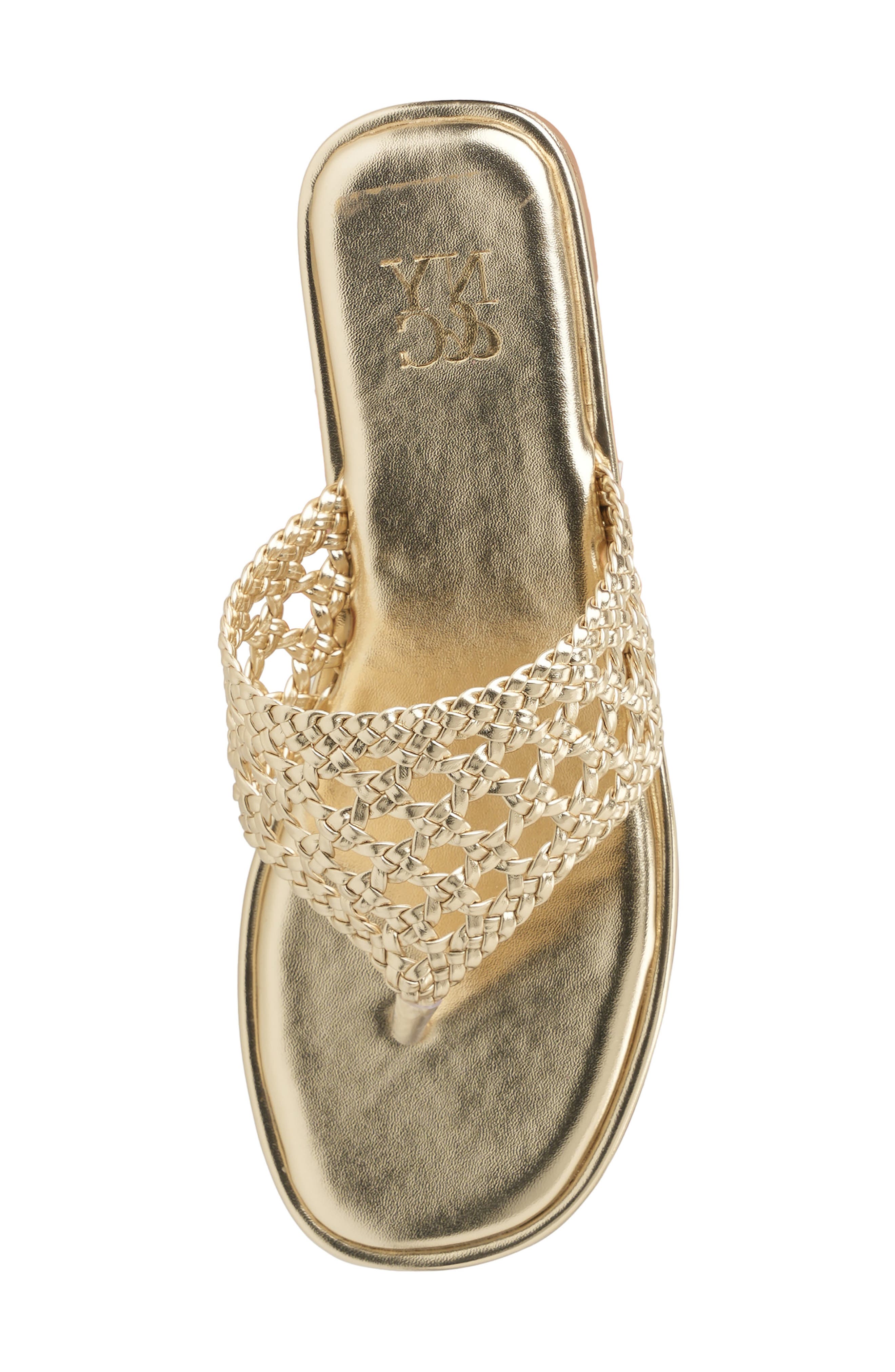 Phillipa Woven Slide Sandal, Alternate, color, GOLD