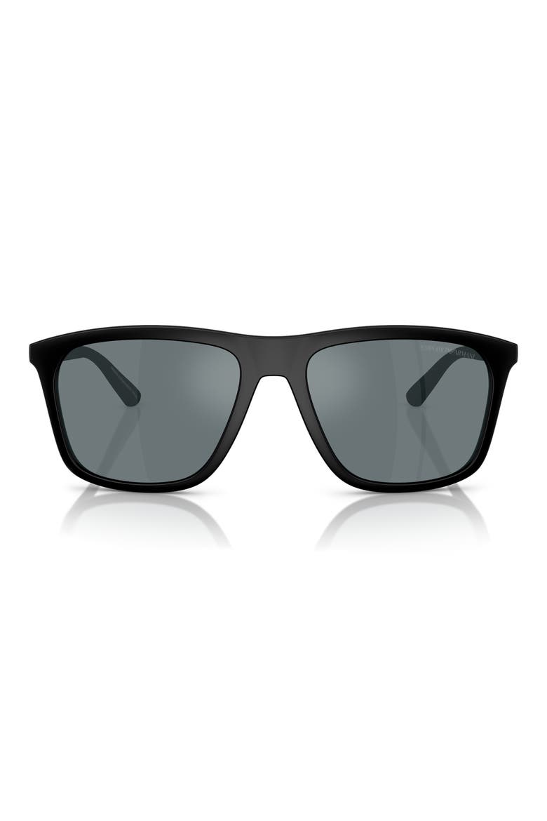 57mm Square Sunglasses, Main, color, BLACK / GREY MIRROR BLACK