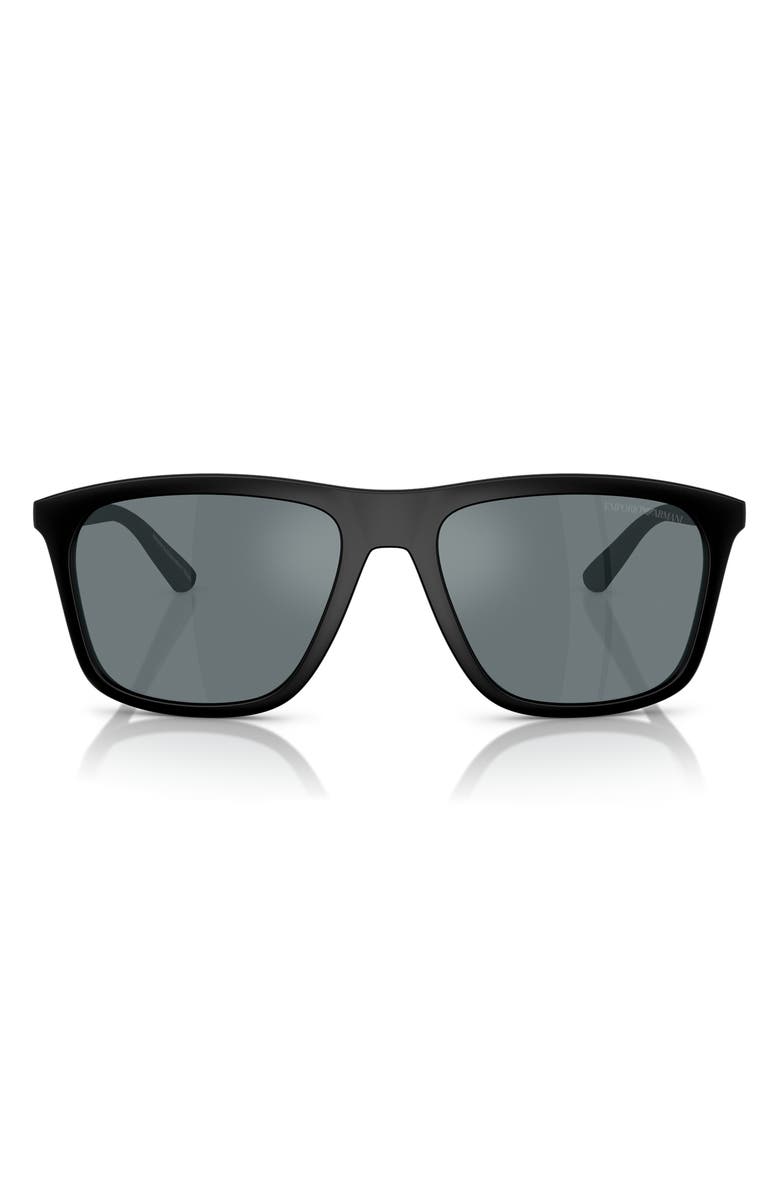 Emporio Armani 57mm Square Sunglasses, Main, color, Black / Grey Mirror Black