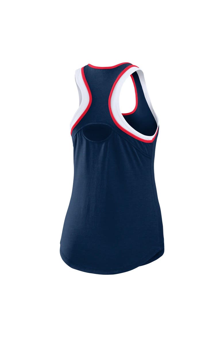 Women's WEAR by Erin Andrews Navy Cleveland Guardians Colorblock Racerback Tank Top, Alternate, color, Navy