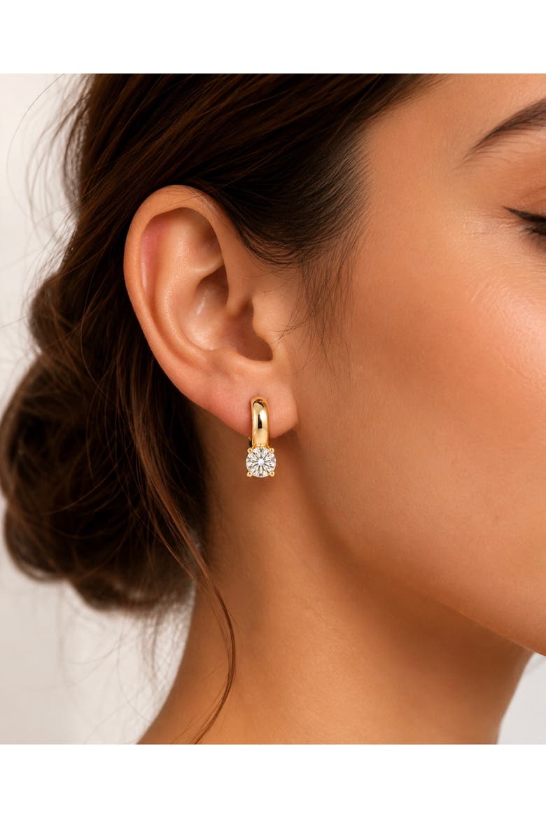 Lumiere Moissanite Huggie Earrings, Alternate, color, Yellow Gold