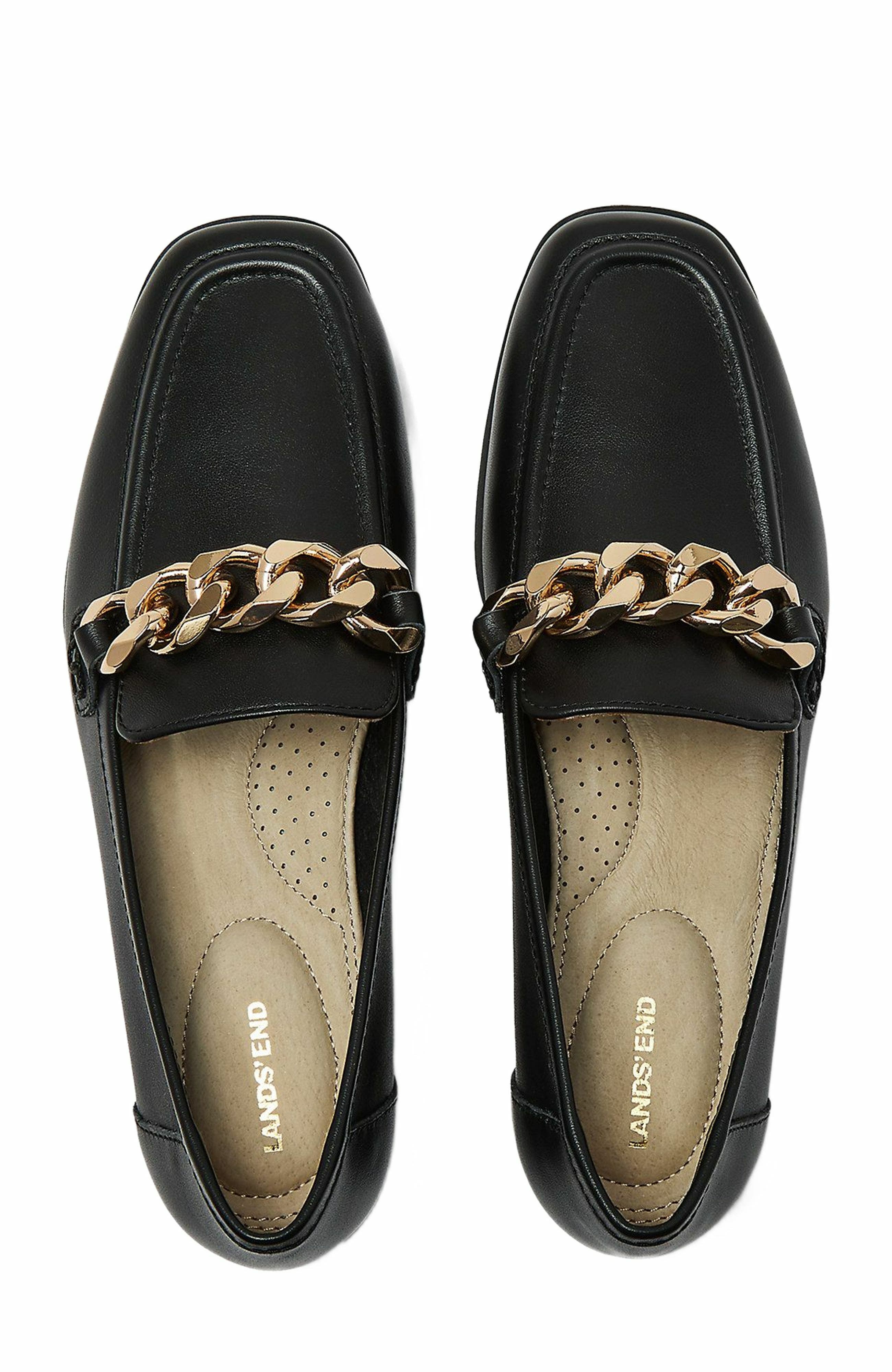 Chain Leather Loafers, Main, color, Black Leather
