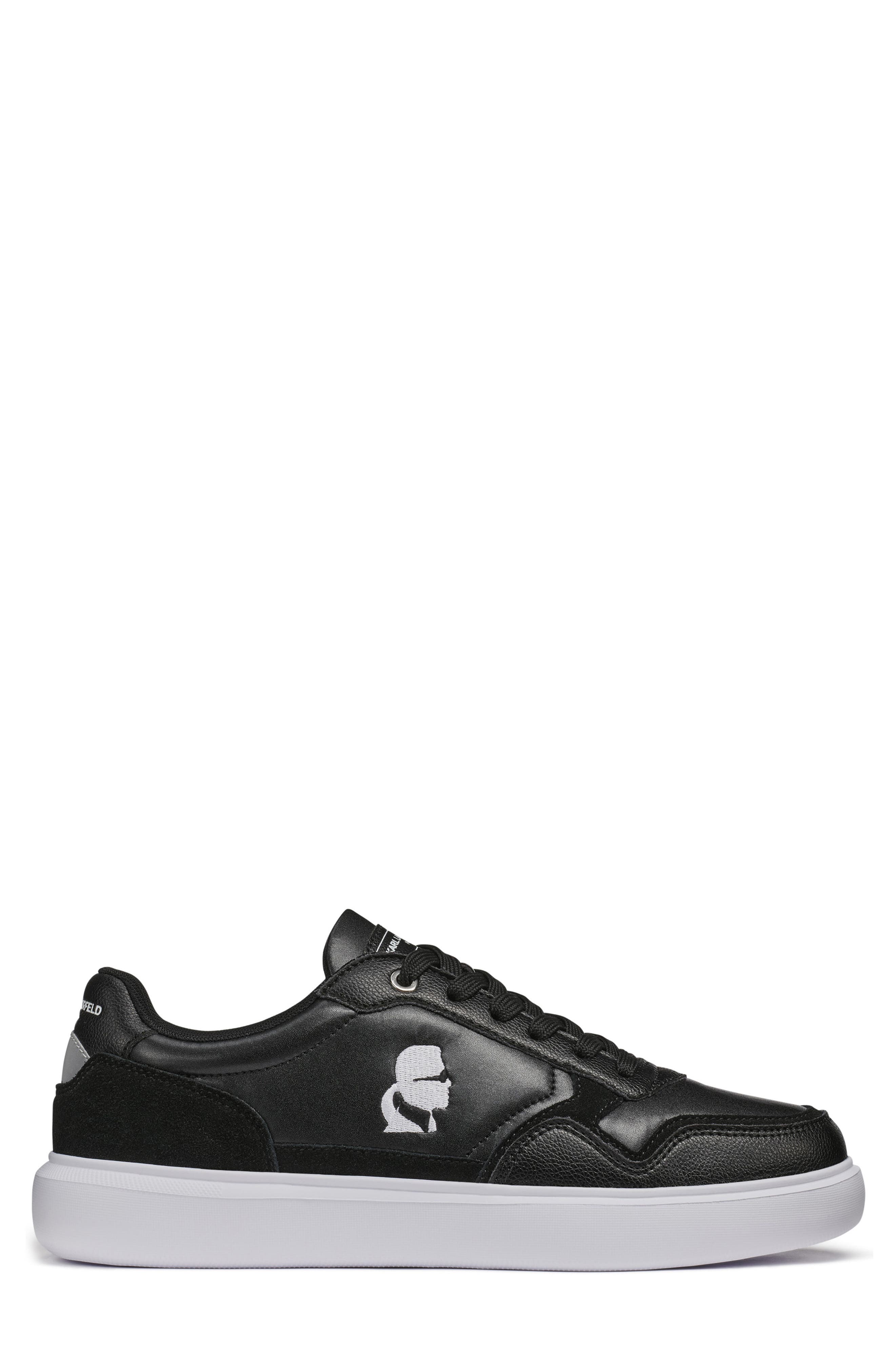 KARL LAGERFELD PARIS Side Karl Profile Embroidered Low Top Sneaker, Alternate, color, Black
