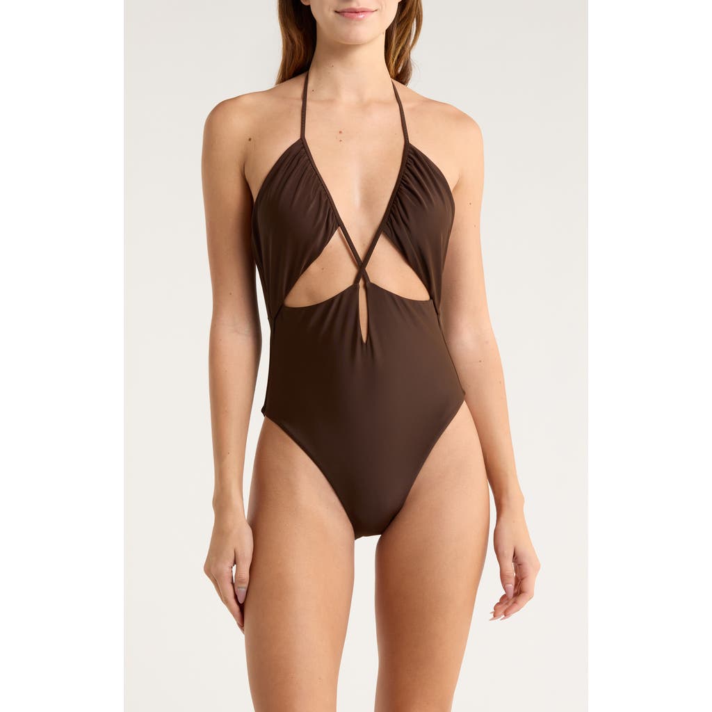 Ramy Brook Nia Cutout One-piece Swimsuit In Brown