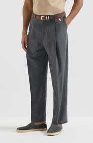 Brunello Cucinelli Virgin wool, cotton and silk mouliné trousers with pleat
