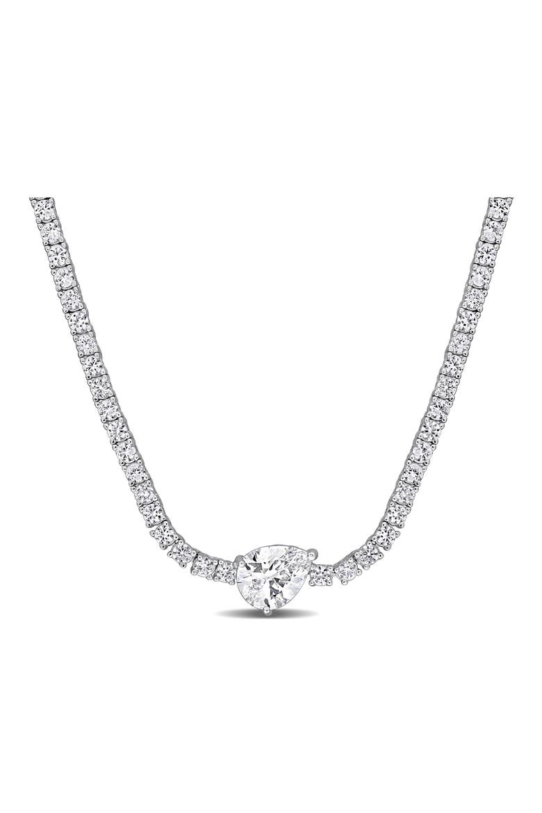 Pear Shaped Lab Created White Sapphire Tennis Necklace, Main, color, WHITE