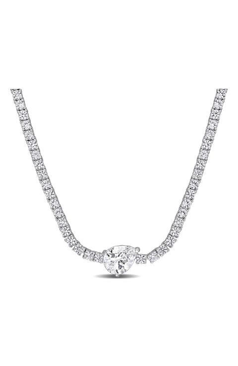 Pear Shaped Lab Created White Sapphire Tennis Necklace