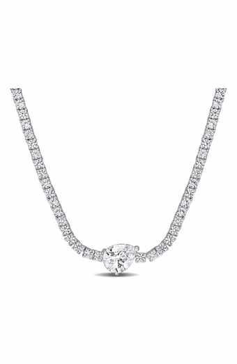 Pear Shaped Lab Created White Sapphire Tennis Necklace