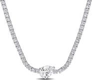 DELMAR Pear Shaped Lab Created White Sapphire Tennis Necklace