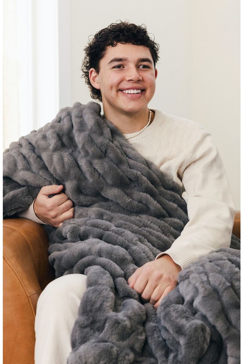 Hugs Charcoal Blanket, Main, color, Gray