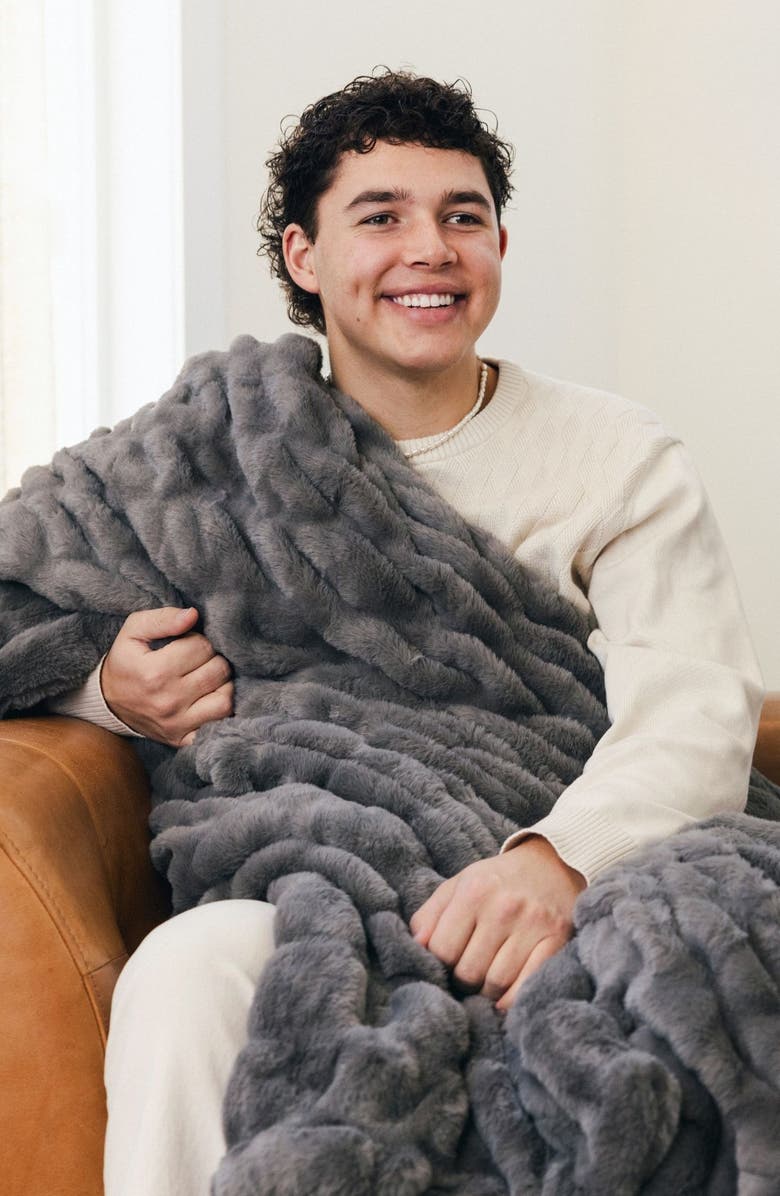 Minky Couture Hugs Charcoal Blanket, Main, color, Gray