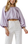 English Factory Crop Blouson Sleeve Top