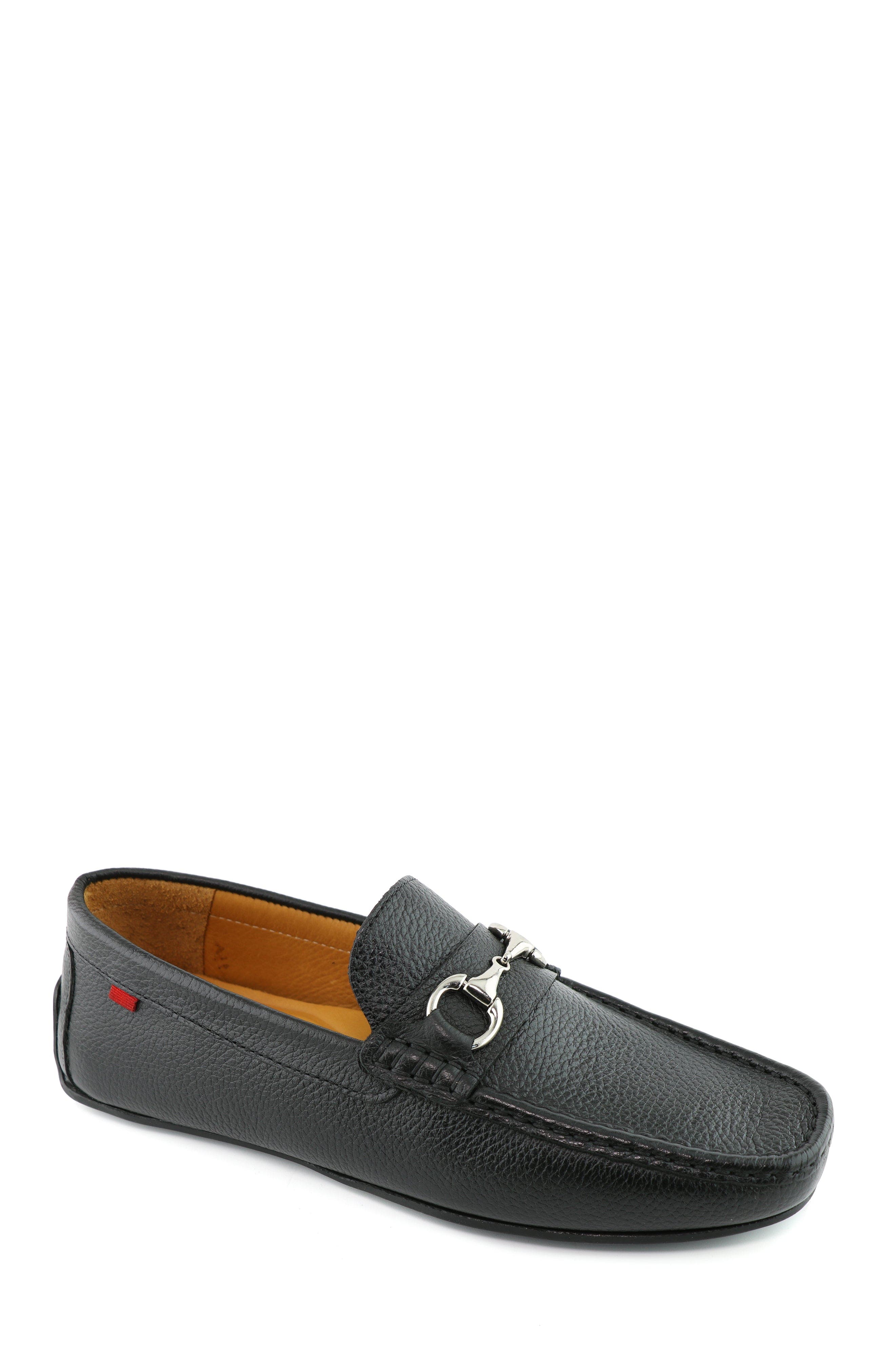 Central Park Leather Slip on Buckle Loafer, Main, color, Black Grainy Leather
