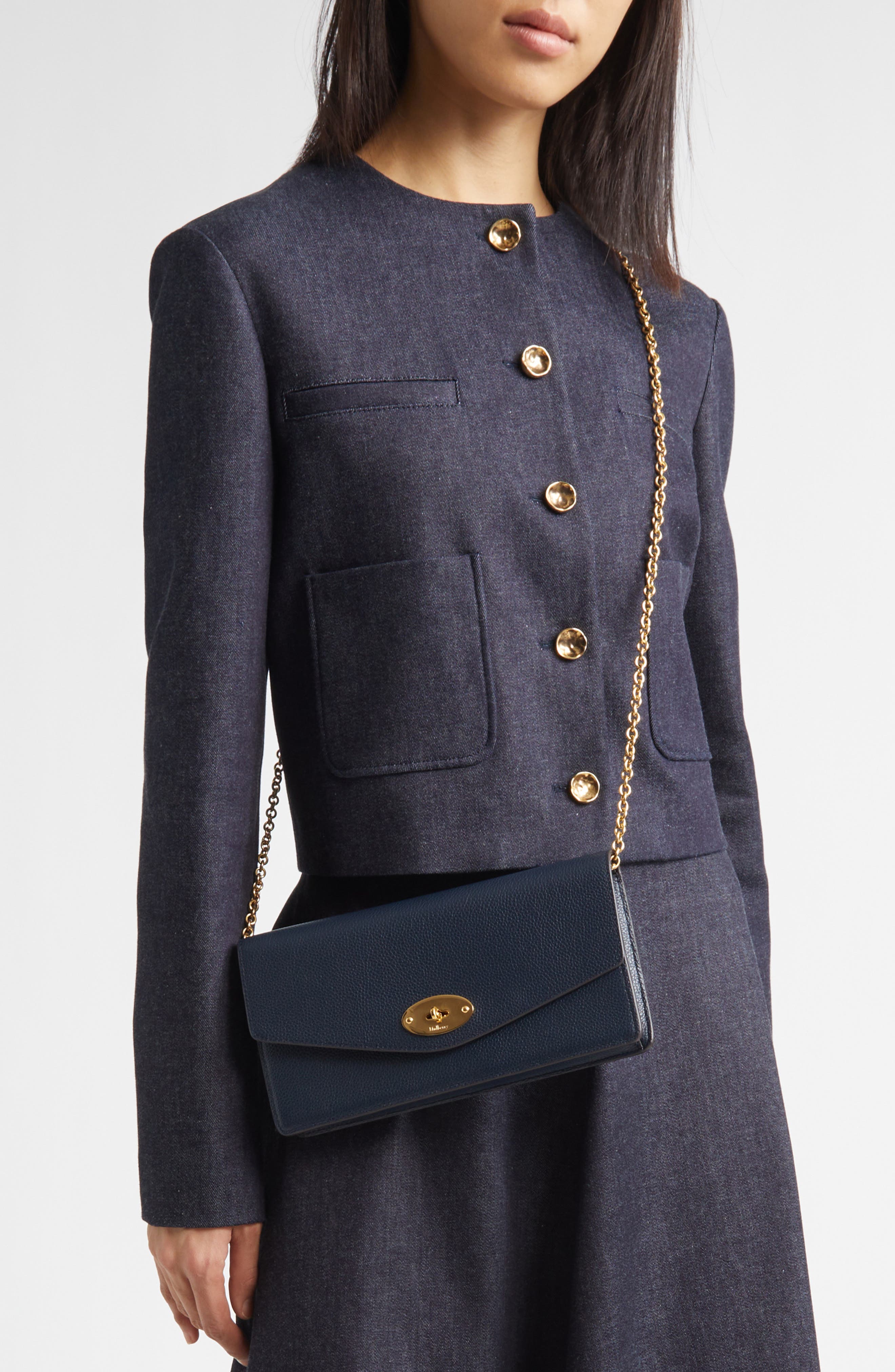 Mulberry Darley Leather Clutch, Alternate, color, Night Sky