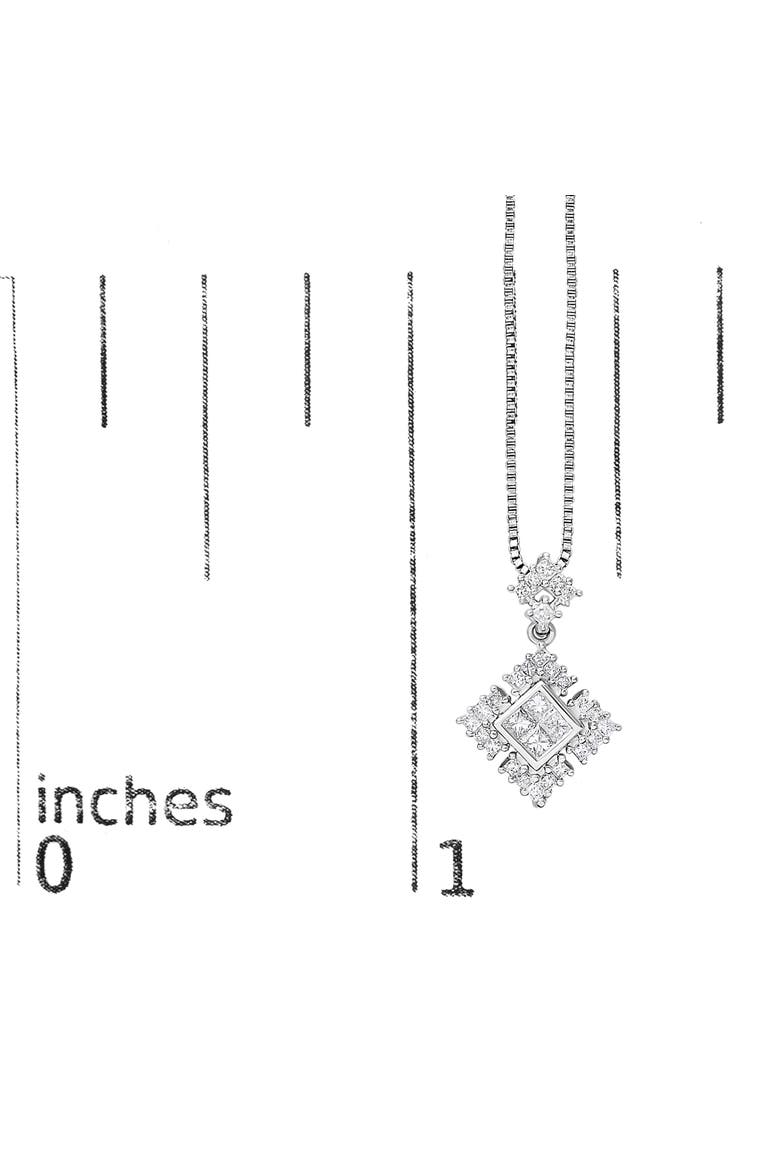 10K White Gold Princess Cut Diamond Geometric Pendant Necklace, Alternate, color, White Gold
