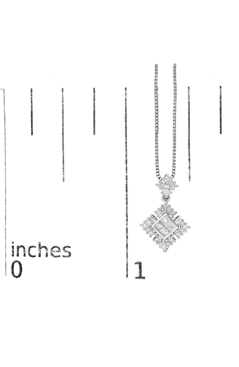 Haus of Brilliance 10K White Gold Princess Cut Diamond Geometric Pendant Necklace, Alternate, color, White Gold