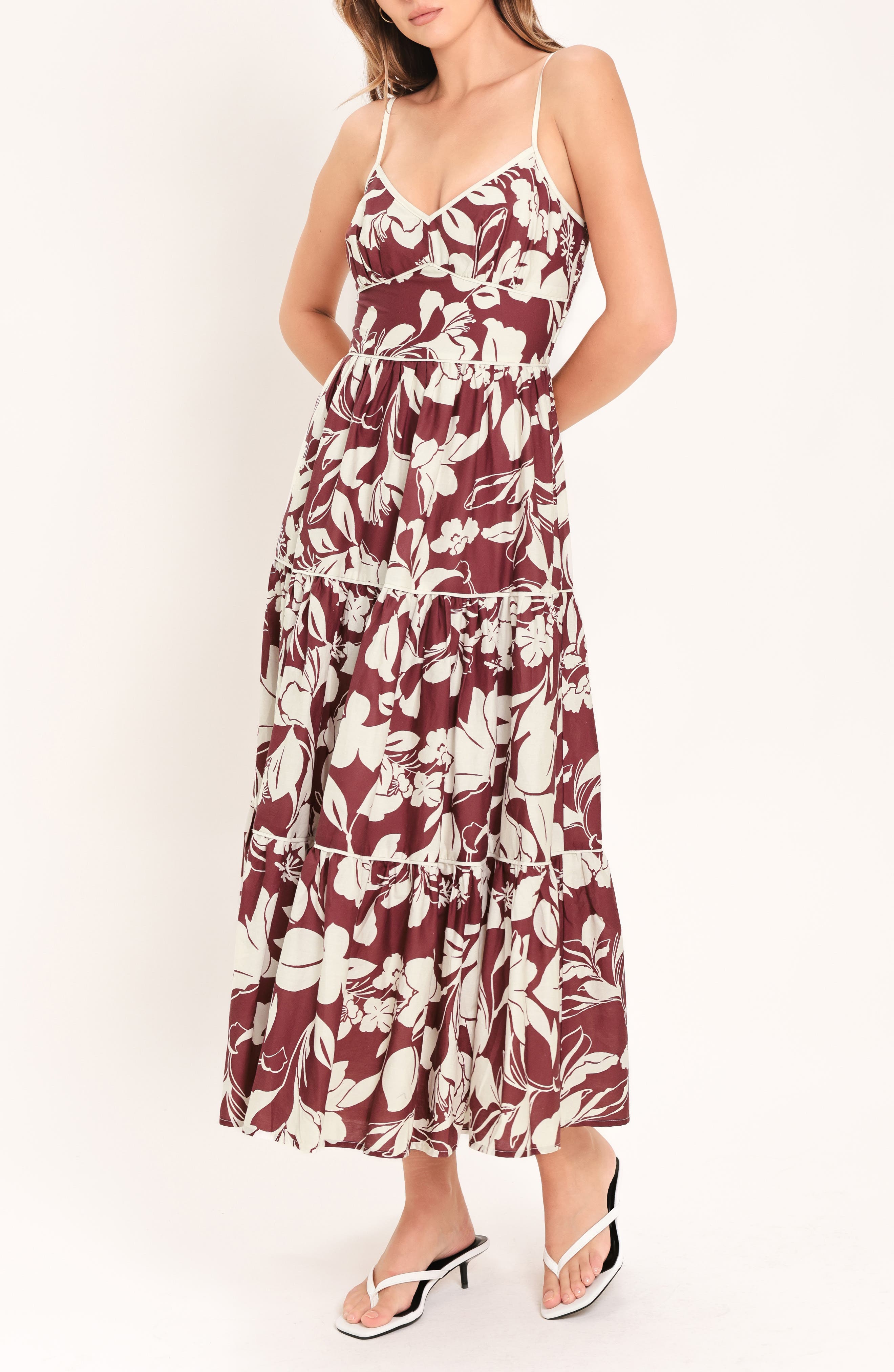 Floral Tiered Cotton Midi Dress