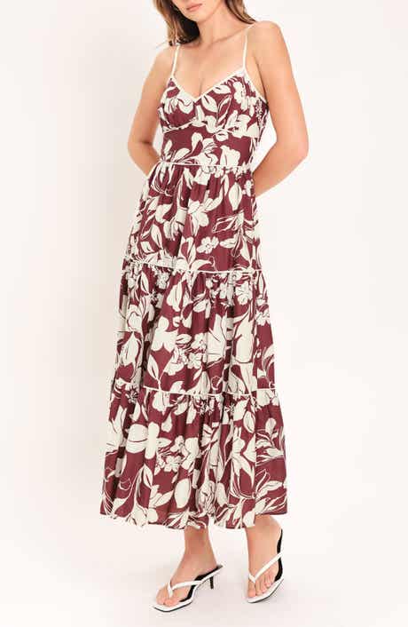 Floral Tiered Cotton Midi Dress