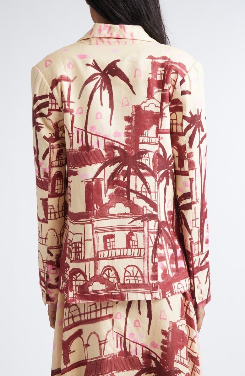 Johanna Ortiz Rock The Plan One-Button Linen Jacket, Alternate, color, Ecru / Wine