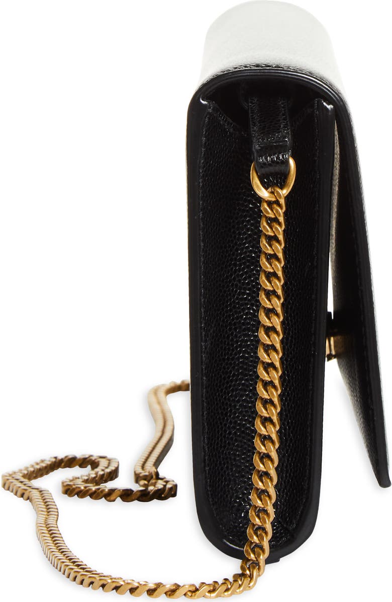 Saint Laurent Kate Leather Clutch on a Chain, Alternate, color, Noir