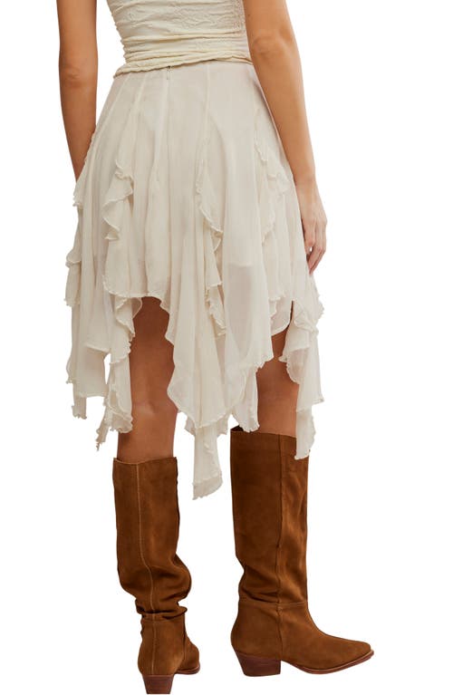 Free People Susanna Ruffle Handkerchief Hem Midi Skirt In White
