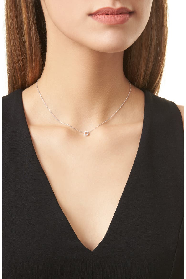 Diamond Pavé Initial Pendant Necklace, Alternate, color, 18K WHITE GOLD - O