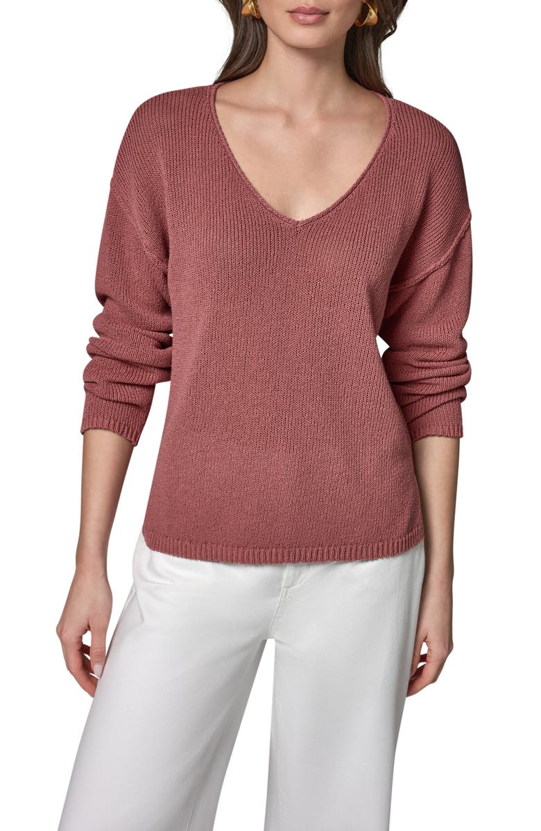 Donna Karan New York Rolled V-Neck Sweater, Alternate, color,