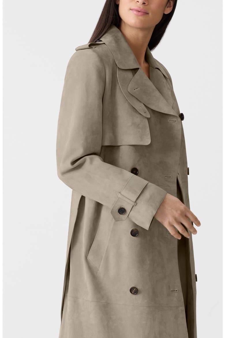 Gael Doubled Breasted Suede Trench Coat, Alternate, color, TAUPE