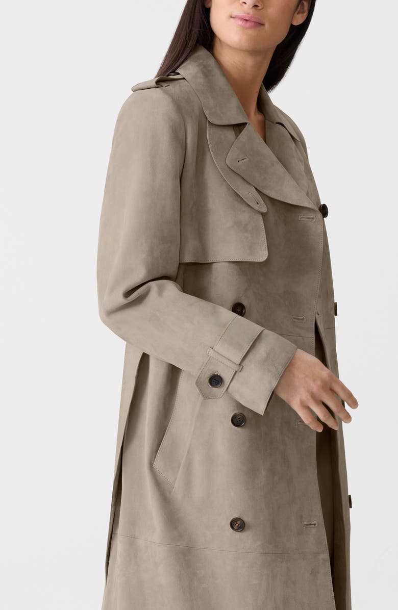 Mackage Gael Doubled Breasted Suede Trench Coat, Alternate, color, Taupe