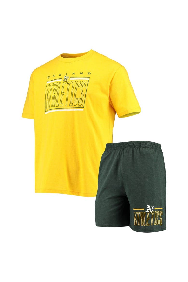 Men's Concepts Sport Green/Gold Oakland Athletics Meter T-Shirt and Shorts Sleep Set, Alternate, color, Green