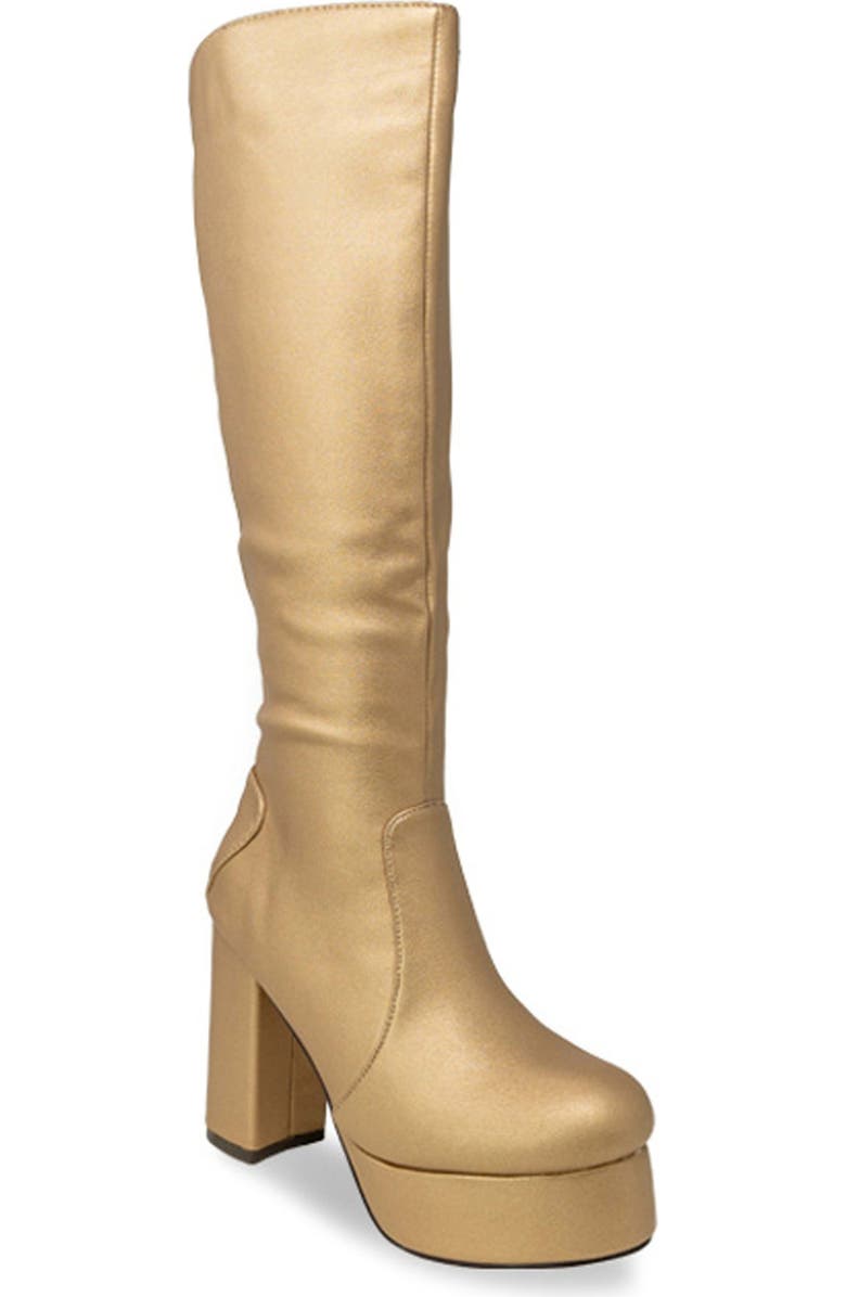 CHASE AND CHLOE Knee High Platform Boot, Main, color, Gold Metallic