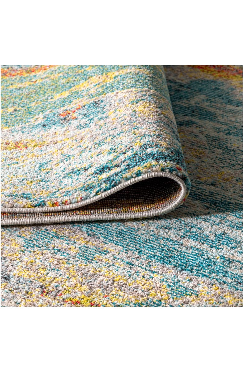 JONATHAN Y Contemporary POP Modern Abstract Vintage Waterfall Area Rug, Alternate, color, Blue/Cream/Yellow