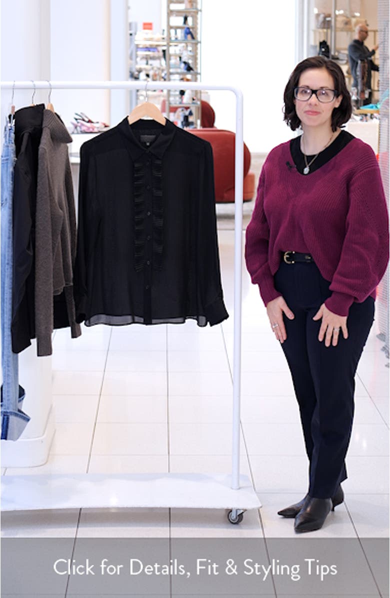 Danika Ruffle Placket Silk Shirt, sales video thumbnail