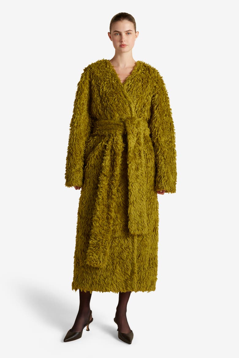 Brushed Wool Coat Coat, Main, color, Moss