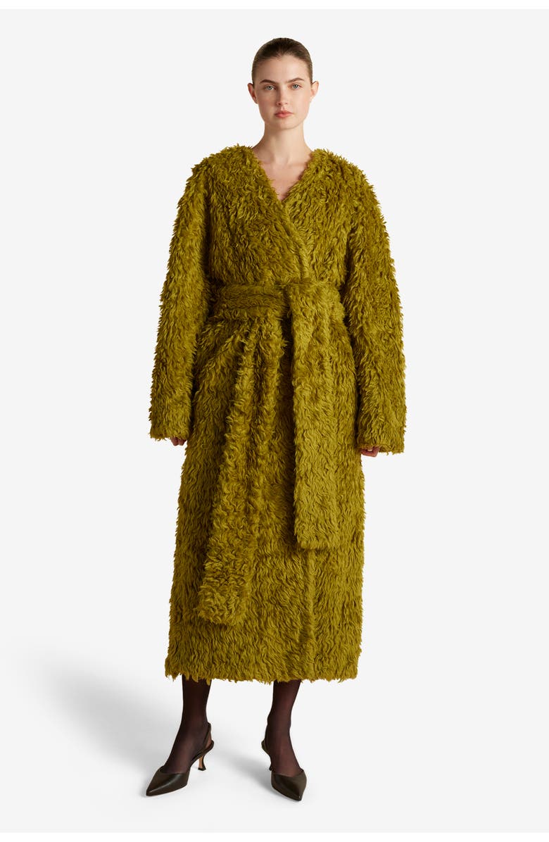 Marina Moscone Brushed Wool Coat Coat, Main, color, Moss