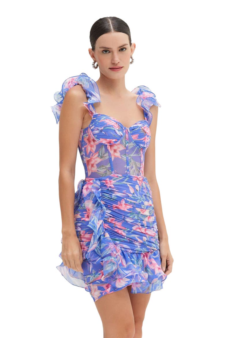 Amaryllis Flutter Mini Dress, Alternate, color, BLUE