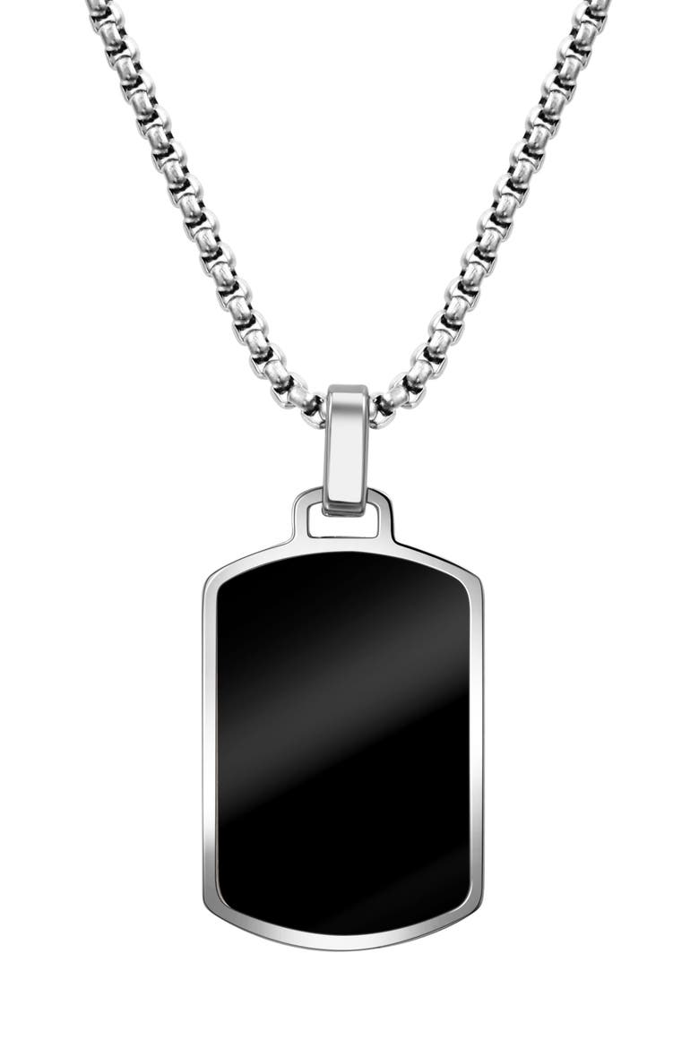 Men's Dog Tag Necklace, Main, color, BLACK