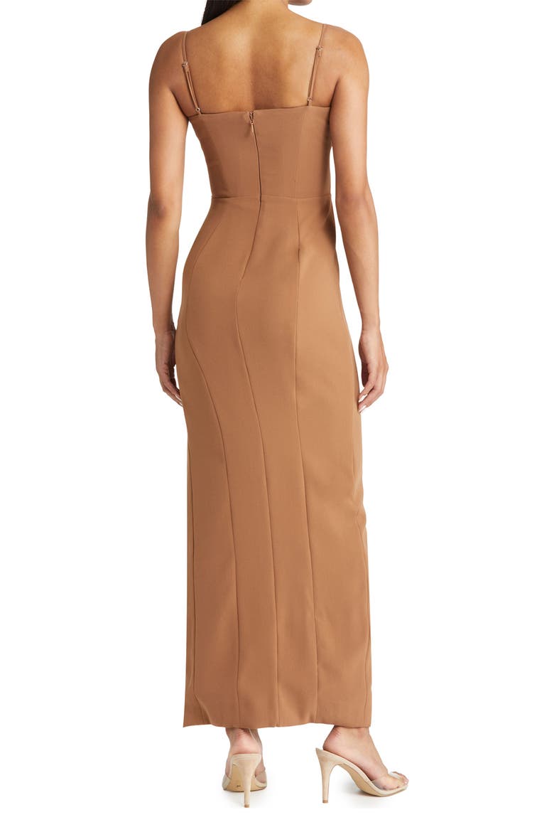 Jaida Corset Princess Seam Stretch Crepe Body-Con Dress, Alternate, color, TOAST