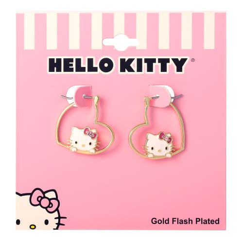 Hello Kitty Heart Hoop Earrings In Gold