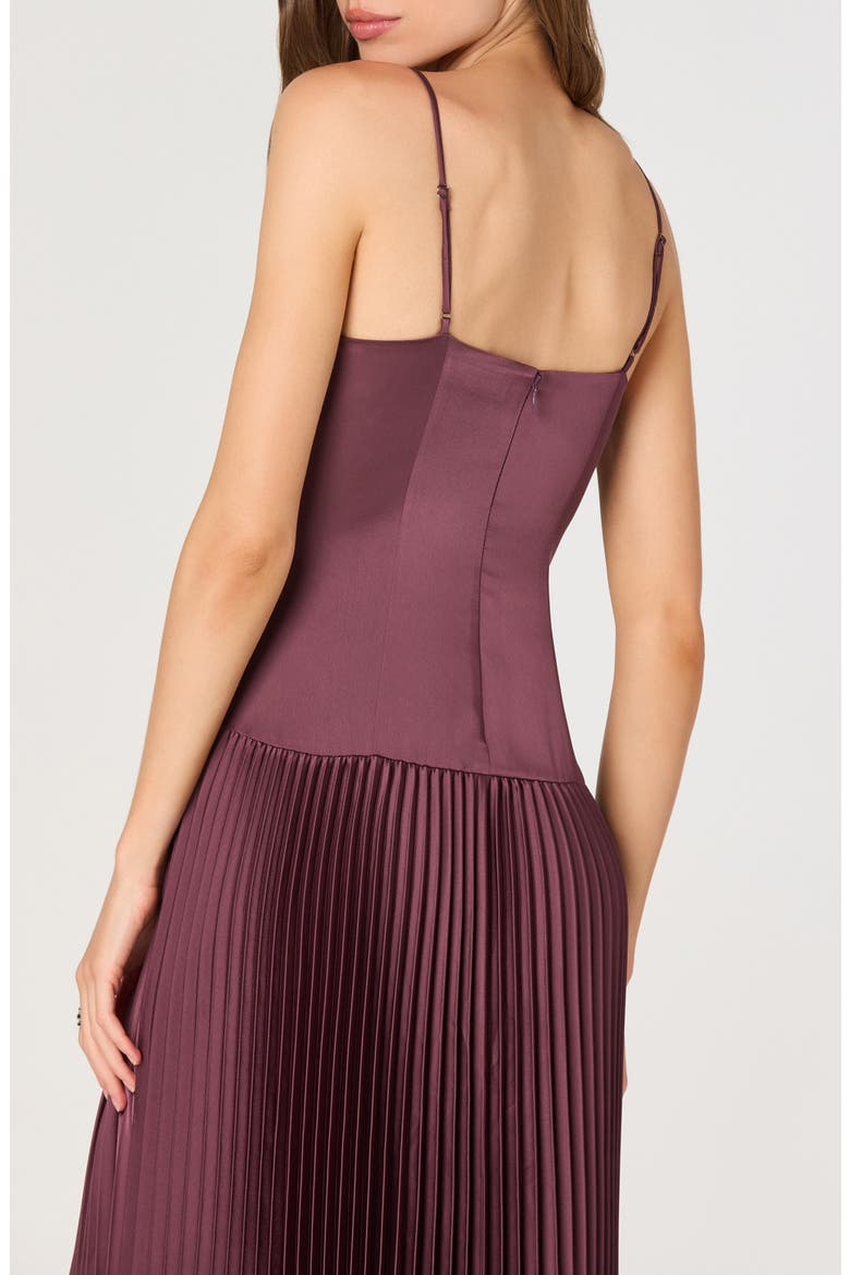 Pleated Drop Waist Dress, Alternate, color, EGGPLANT