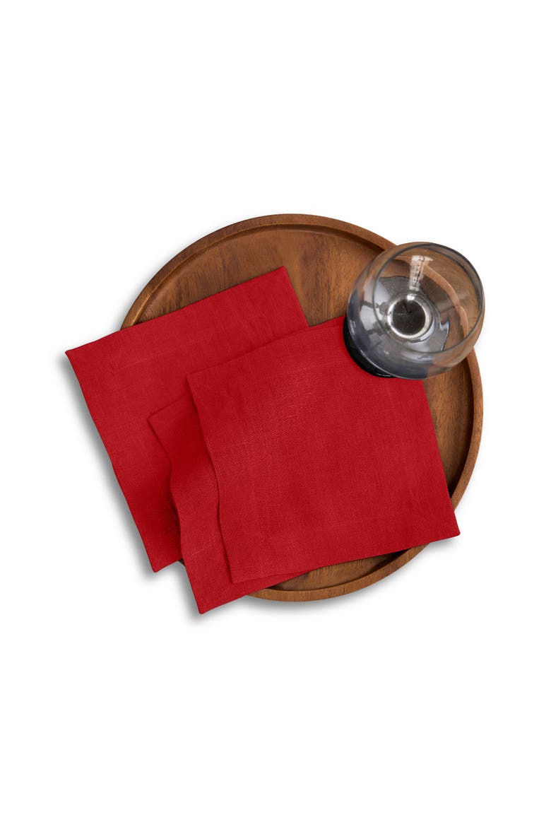 Linen Cocktail Napkins Set of 12, 6 x 6" - Sonoma, Alternate, color, Red