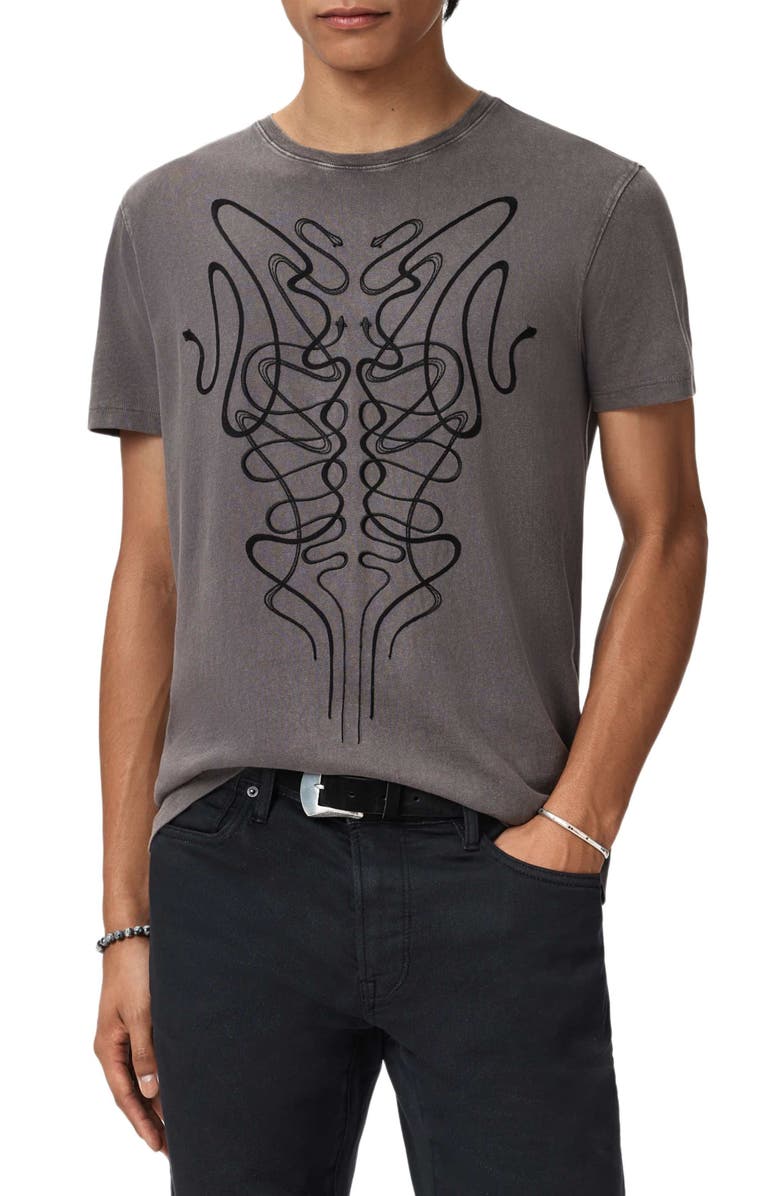 John Varvatos Onate Snake Organic Cotton Graphic T-Shirt, Main, color, Coal