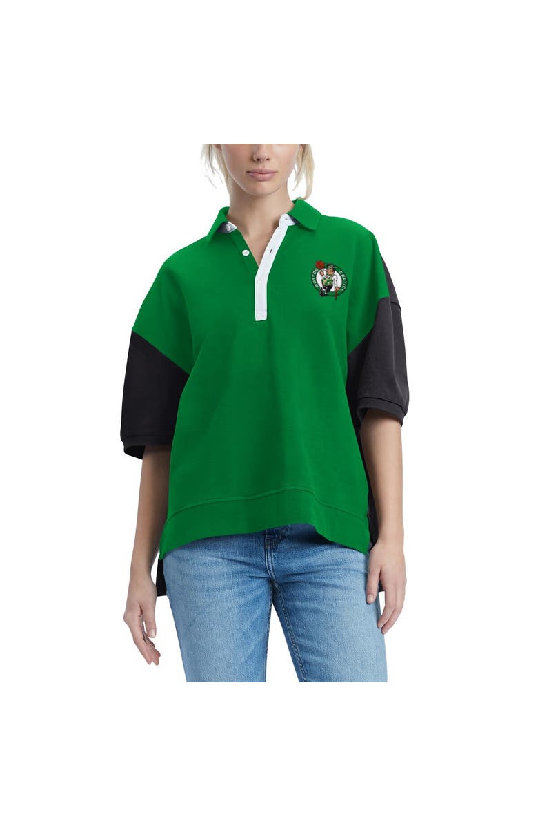 TOMMY JEANS Women's Tommy Jeans Kelly Green Boston Celtics Taya Puff Sleeve Pique Polo Shirt, Alternate, color, Kelly Green