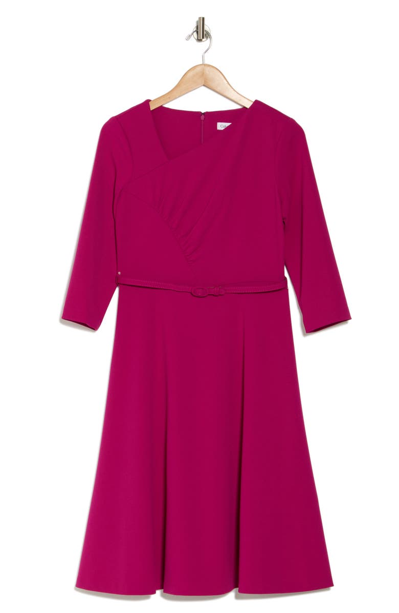 Calvin Klein Asymmetric Neck Fit & Flare Dress, Alternate, color, 
