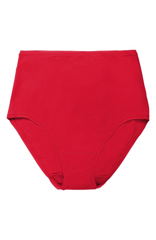 Natori Bliss Bare Cotton High Waist Briefs In Red