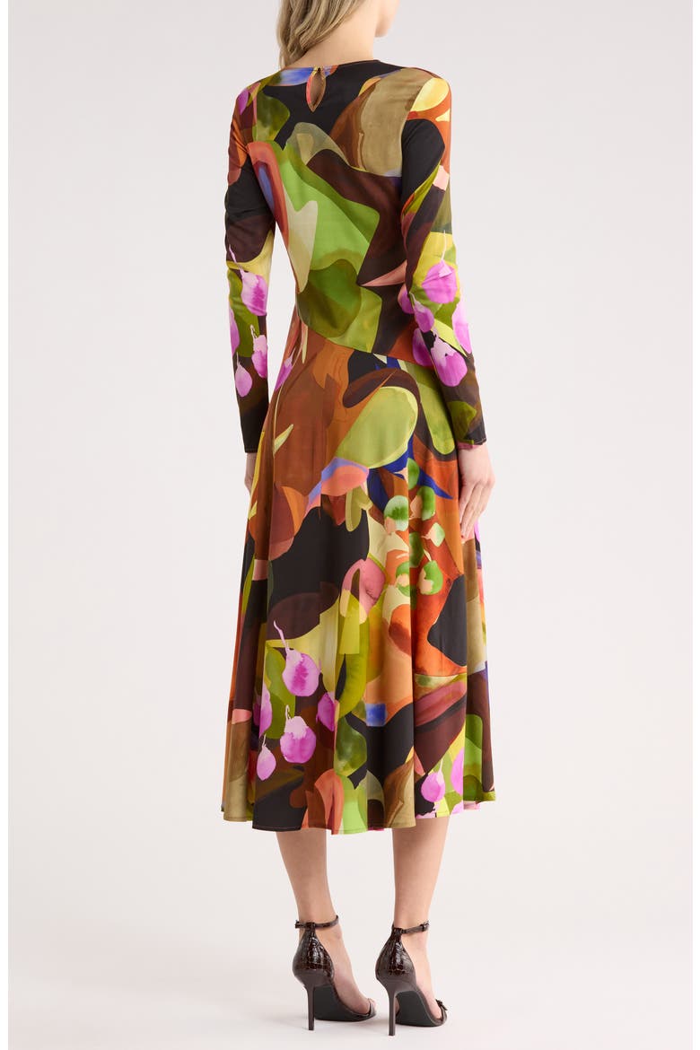 Long Sleeve Woven Dress, Alternate, color, GREEN/ ORANGE MULTI