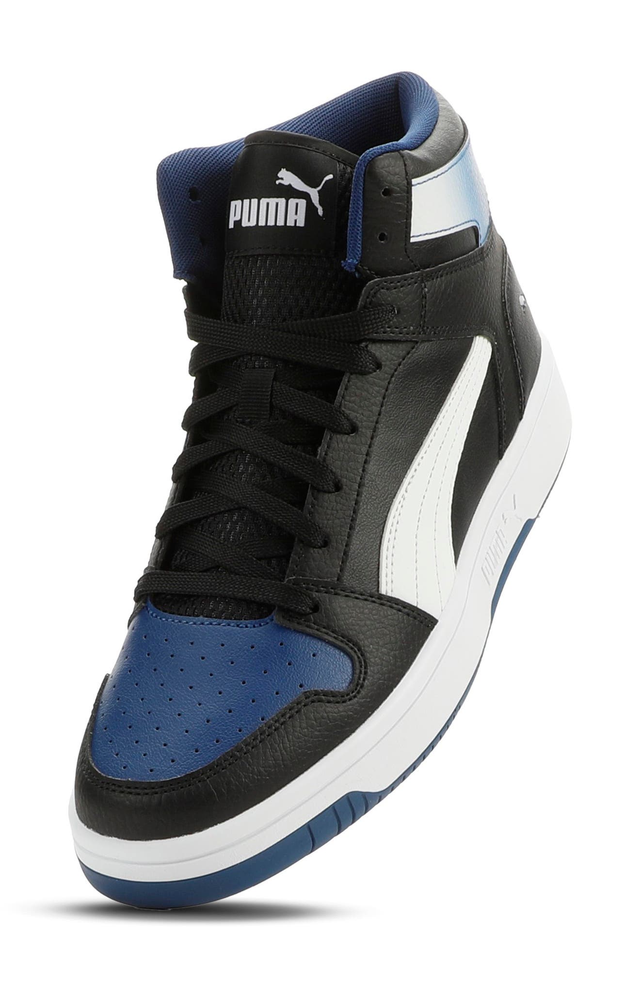 Rebound Layup Fade High Top Sneaker, Alternate, color, PUMA BLACK/ WHITE/ ULTRA BLUE