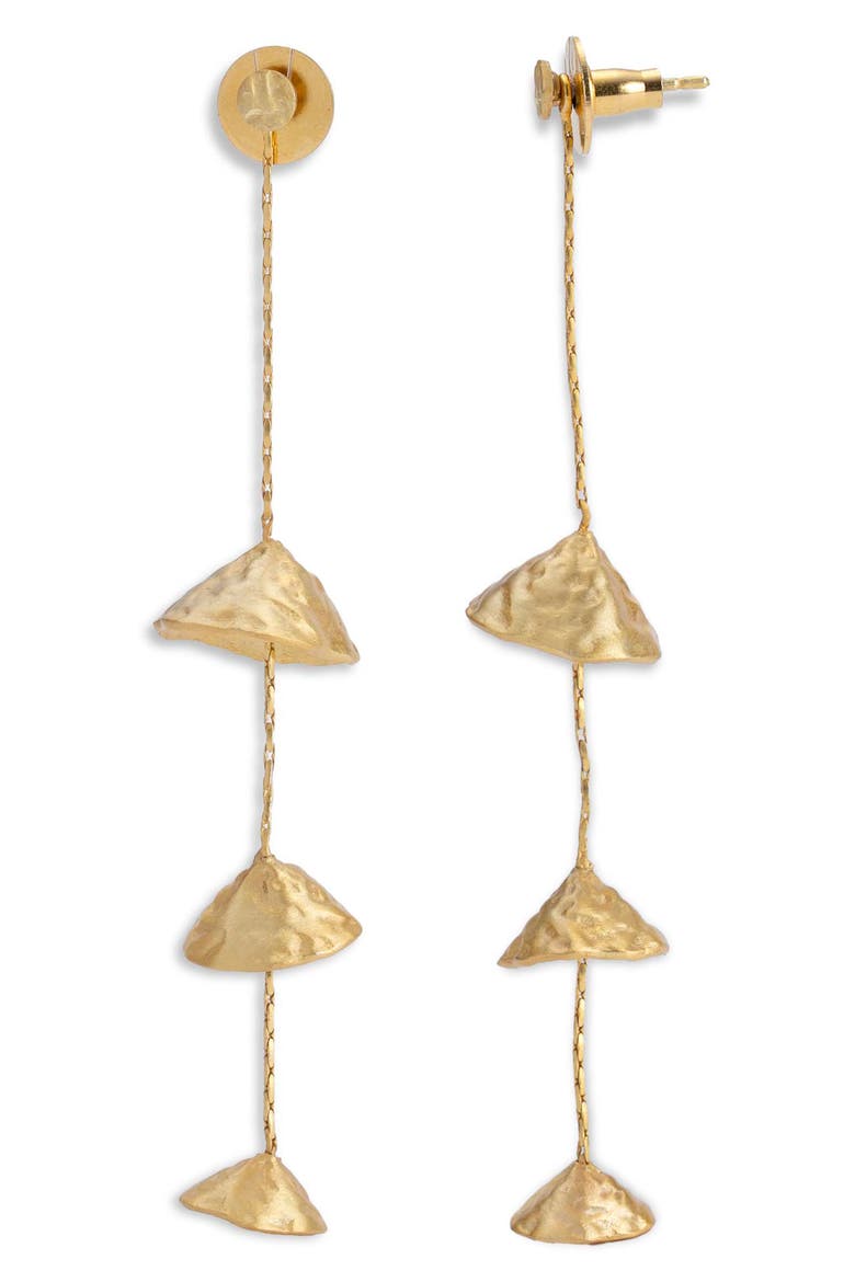 Rani Hammered Linear Drop Earrings, Alternate, color, GOLD