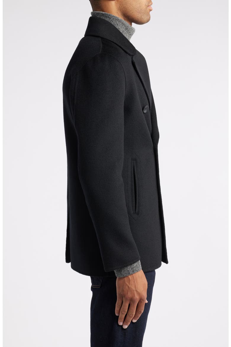 Double Breasted Wool Blend Peacoat, Alternate, color, BLACK